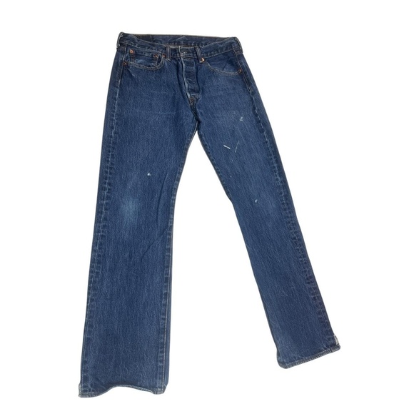 Original Levi's 501 Jeans 32X32 Blue Straight Leg Button Fly Wash Distressed - Picture 2 of 11